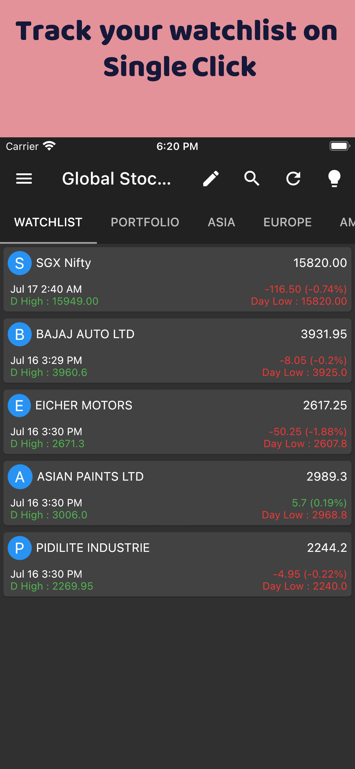 Global Stock Market App